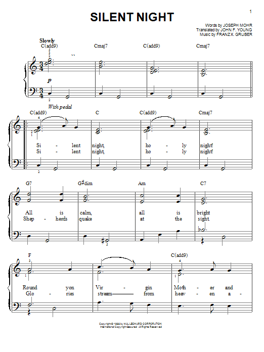 Preview Joseph Mohr Silent Night Religious sheet music, notes and chords for Easy Piano, SKU: 21128 sheet music, piano notes, chords, guitar tabs, score, transpose, transcribe, how to play, guide, download, learn, tutorial, progression, song, artist, awards, billboard, mtv, vh1, tour, single, album, release