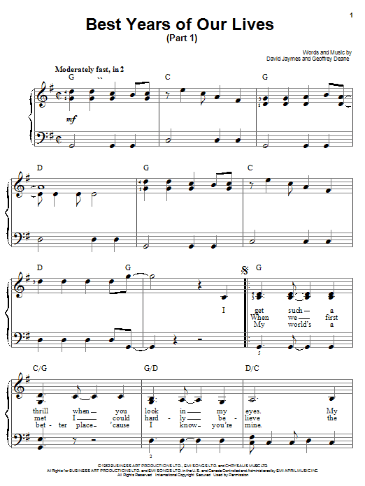 Preview Baha Men Best Years Of Our Lives (Part I) Pop sheet music, notes and chords for Easy Piano, SKU: 21232 sheet music, piano notes, chords, guitar tabs, score, transpose, transcribe, how to play, guide, download, learn, tutorial, progression, song, artist, awards, billboard, mtv, vh1, tour, single, album, release