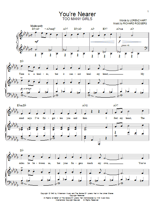 Preview Shirley Horn You're Nearer Musicals sheet music, notes and chords for Piano, Vocal & Guitar (Right-Hand Melody), SKU: 21304 sheet music, piano notes, chords, guitar tabs, score, transpose, transcribe, how to play, guide, download, learn, tutorial, progression, song, artist, awards, billboard, mtv, vh1, tour, single, album, release