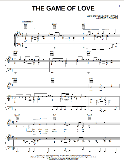 Preview Santana The Game Of Love Pop sheet music, notes and chords for Piano, Vocal & Guitar (Right-Hand Melody), SKU: 21466 sheet music, piano notes, chords, guitar tabs, score, transpose, transcribe, how to play, guide, download, learn, tutorial, progression, song, artist, awards, billboard, mtv, vh1, tour, single, album, release