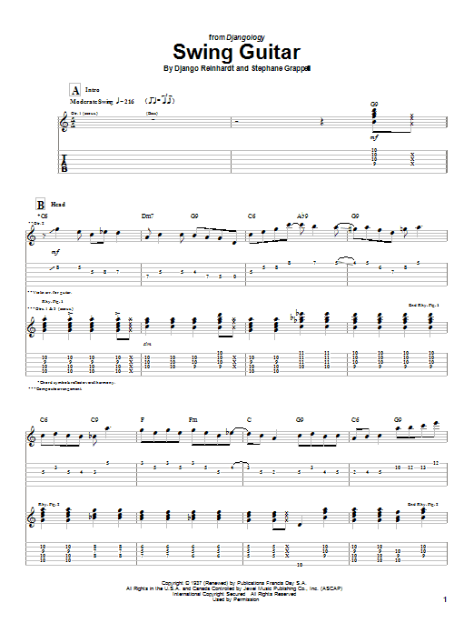 Preview Django Reinhardt Swing Guitar Jazz sheet music, notes and chords for Guitar Tab, SKU: 21983 sheet music, piano notes, chords, guitar tabs, score, transpose, transcribe, how to play, guide, download, learn, tutorial, progression, song, artist, awards, billboard, mtv, vh1, tour, single, album, release