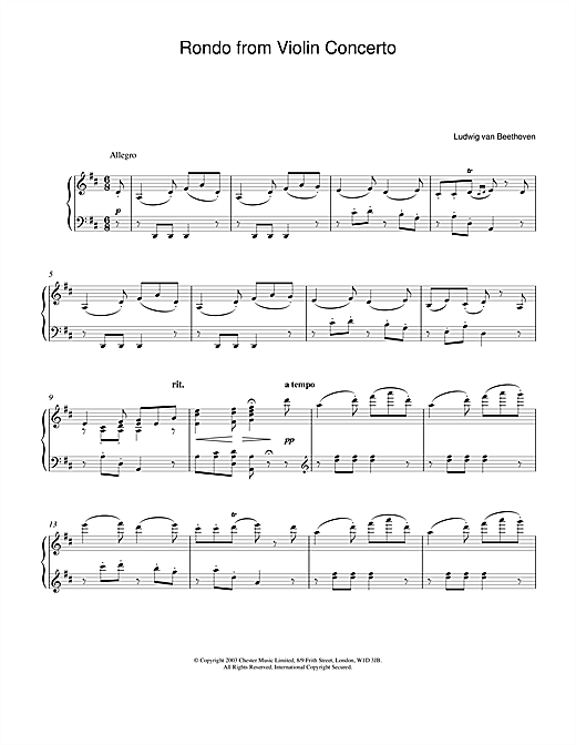 Preview Ludwig van Beethoven Rondo From Violin Concerto In D Major Op. 62 Classical sheet music, notes and chords for Piano, SKU: 24426 sheet music, piano notes, chords, guitar tabs, score, transpose, transcribe, how to play, guide, download, learn, tutorial, progression, song, artist, awards, billboard, mtv, vh1, tour, single, album, release