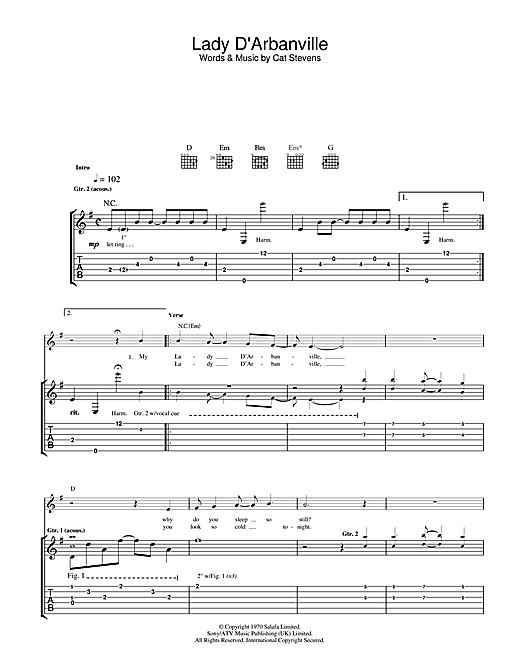 Preview Cat Stevens Lady D'Arbanville Pop sheet music, notes and chords for Guitar Tab, SKU: 24659 sheet music, piano notes, chords, guitar tabs, score, transpose, transcribe, how to play, guide, download, learn, tutorial, progression, song, artist, awards, billboard, mtv, vh1, tour, single, album, release