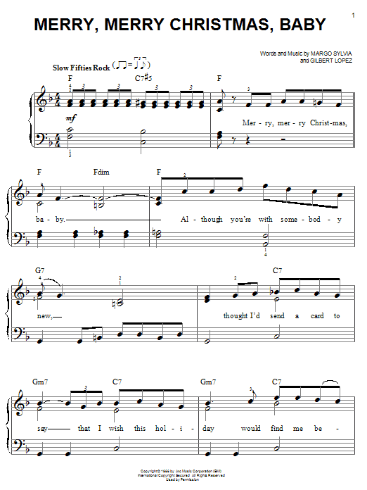 Preview Margo Sylvia Merry, Merry Christmas, Baby Pop sheet music, notes and chords for Easy Piano, SKU: 24685 sheet music, piano notes, chords, guitar tabs, score, transpose, transcribe, how to play, guide, download, learn, tutorial, progression, song, artist, awards, billboard, mtv, vh1, tour, single, album, release