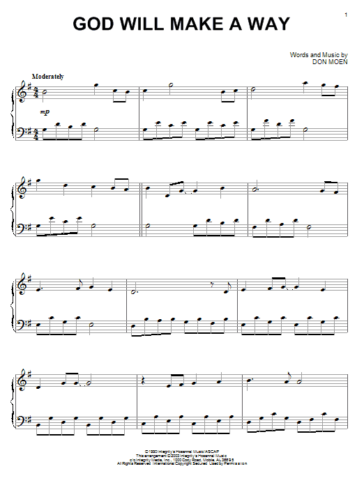 Preview Don Moen God Will Make A Way Religious sheet music, notes and chords for Piano, SKU: 24735 sheet music, piano notes, chords, guitar tabs, score, transpose, transcribe, how to play, guide, download, learn, tutorial, progression, song, artist, awards, billboard, mtv, vh1, tour, single, album, release