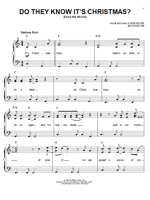 Preview Band Aid Do They Know It's Christmas? Pop sheet music, notes and chords for Easy Piano, SKU: 24757 sheet music, piano notes, chords, guitar tabs, score, transpose, transcribe, how to play, guide, download, learn, tutorial, progression, song, artist, awards, billboard, mtv, vh1, tour, single, album, release