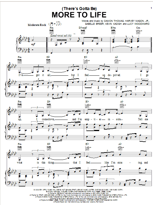 Preview Stacie Orrico (There's Gotta Be) More To Life Pop sheet music, notes and chords for Piano, Vocal & Guitar (Right-Hand Melody), SKU: 24852 sheet music, piano notes, chords, guitar tabs, score, transpose, transcribe, how to play, guide, download, learn, tutorial, progression, song, artist, awards, billboard, mtv, vh1, tour, single, album, release