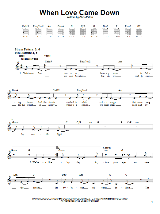 Preview Point Of Grace When Love Came Down Religious sheet music, notes and chords for Easy Guitar, SKU: 24874 sheet music, piano notes, chords, guitar tabs, score, transpose, transcribe, how to play, guide, download, learn, tutorial, progression, song, artist, awards, billboard, mtv, vh1, tour, single, album, release