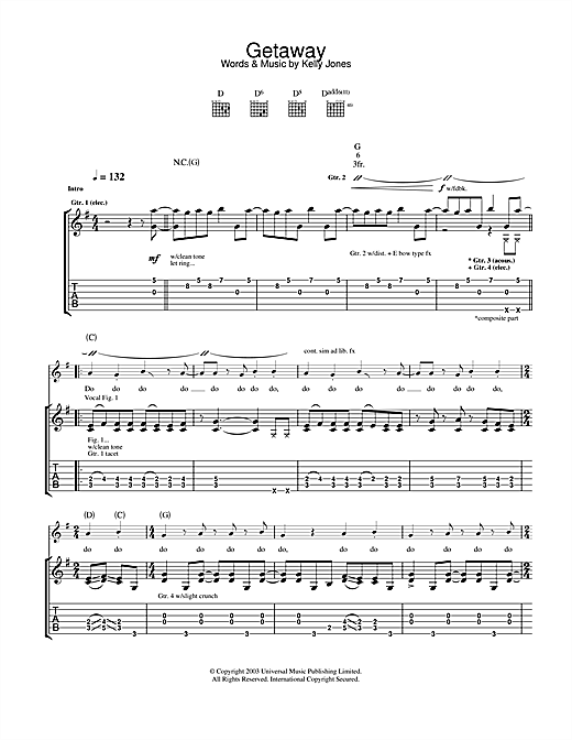 Preview Stereophonics Getaway Rock sheet music, notes and chords for Guitar Tab, SKU: 24906 sheet music, piano notes, chords, guitar tabs, score, transpose, transcribe, how to play, guide, download, learn, tutorial, progression, song, artist, awards, billboard, mtv, vh1, tour, single, album, release