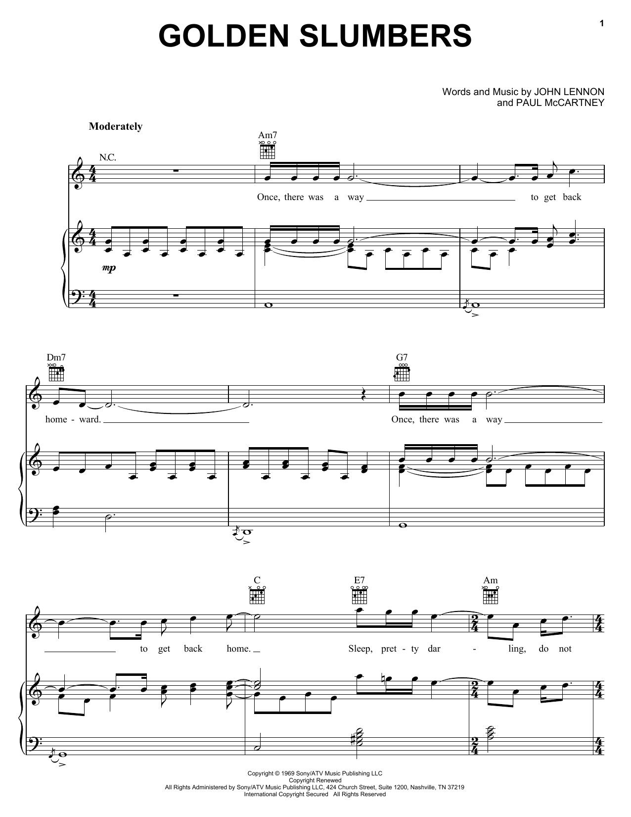 Preview The Beatles Golden Slumbers Rock sheet music, notes and chords for Piano, Vocal & Guitar (Right-Hand Melody), SKU: 24921 sheet music, piano notes, chords, guitar tabs, score, transpose, transcribe, how to play, guide, download, learn, tutorial, progression, song, artist, awards, billboard, mtv, vh1, tour, single, album, release