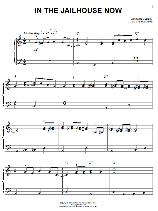 Preview The Soggy Bottom Boys In The Jailhouse Now Country sheet music, notes and chords for Easy Piano, SKU: 24951 sheet music, piano notes, chords, guitar tabs, score, transpose, transcribe, how to play, guide, download, learn, tutorial, progression, song, artist, awards, billboard, mtv, vh1, tour, single, album, release