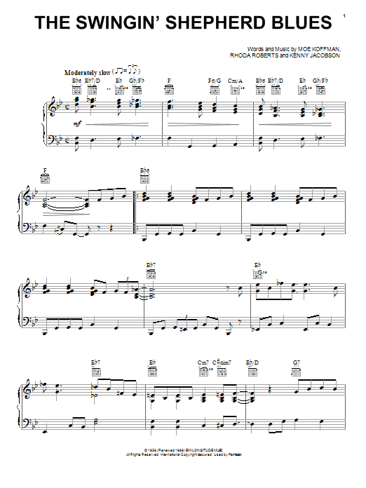 Preview Moe Koffman The Swingin' Shepherd Blues Jazz sheet music, notes and chords for Piano, Vocal & Guitar (Right-Hand Melody), SKU: 24964 sheet music, piano notes, chords, guitar tabs, score, transpose, transcribe, how to play, guide, download, learn, tutorial, progression, song, artist, awards, billboard, mtv, vh1, tour, single, album, release