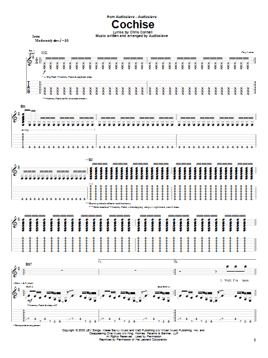 Preview Audioslave Cochise Metal sheet music, notes and chords for Guitar Tab, SKU: 24965 sheet music, piano notes, chords, guitar tabs, score, transpose, transcribe, how to play, guide, download, learn, tutorial, progression, song, artist, awards, billboard, mtv, vh1, tour, single, album, release