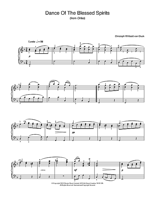Preview Christoph Willibald von Gluck Dance Of The Blessed Spirits (from Orfeo ed Euridice) Pastoral sheet music, notes and chords for Piano, SKU: 25044 sheet music, piano notes, chords, guitar tabs, score, transpose, transcribe, how to play, guide, download, learn, tutorial, progression, song, artist, awards, billboard, mtv, vh1, tour, single, album, release