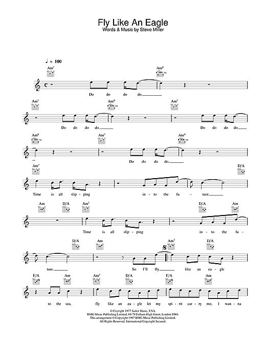 Preview The Steve Miller Band Fly Like An Eagle Rock sheet music, notes and chords for Melody Line, Lyrics & Chords, SKU: 25069 sheet music, piano notes, chords, guitar tabs, score, transpose, transcribe, how to play, guide, download, learn, tutorial, progression, song, artist, awards, billboard, mtv, vh1, tour, single, album, release
