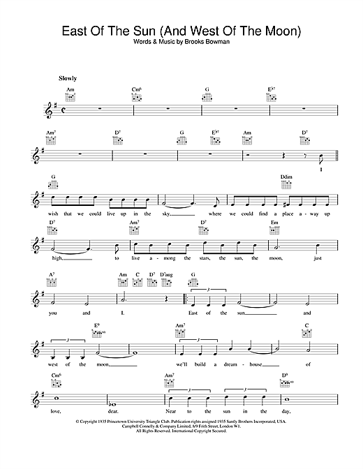 Preview Frank Sinatra East Of The Sun (And West Of The Moon) Jazz sheet music, notes and chords for Melody Line, Lyrics & Chords, SKU: 25076 sheet music, piano notes, chords, guitar tabs, score, transpose, transcribe, how to play, guide, download, learn, tutorial, progression, song, artist, awards, billboard, mtv, vh1, tour, single, album, release