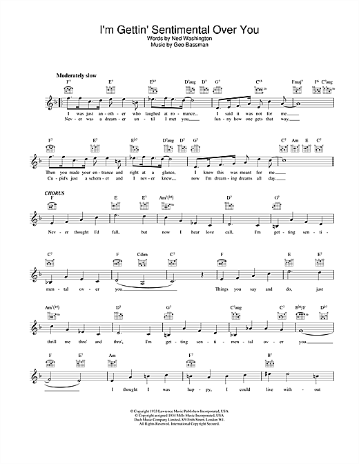 Preview Frank Sinatra I'm Gettin' Sentimental Over You Jazz sheet music, notes and chords for Melody Line, Lyrics & Chords, SKU: 25080 sheet music, piano notes, chords, guitar tabs, score, transpose, transcribe, how to play, guide, download, learn, tutorial, progression, song, artist, awards, billboard, mtv, vh1, tour, single, album, release