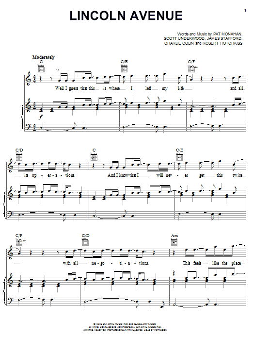 Preview Train Lincoln Avenue Rock sheet music, notes and chords for Piano, Vocal & Guitar (Right-Hand Melody), SKU: 25104 sheet music, piano notes, chords, guitar tabs, score, transpose, transcribe, how to play, guide, download, learn, tutorial, progression, song, artist, awards, billboard, mtv, vh1, tour, single, album, release