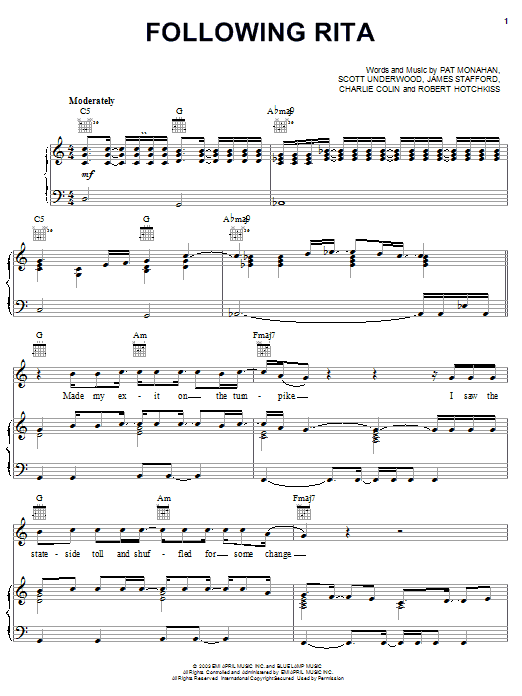 Preview Train Following Rita Rock sheet music, notes and chords for Piano, Vocal & Guitar (Right-Hand Melody), SKU: 25106 sheet music, piano notes, chords, guitar tabs, score, transpose, transcribe, how to play, guide, download, learn, tutorial, progression, song, artist, awards, billboard, mtv, vh1, tour, single, album, release