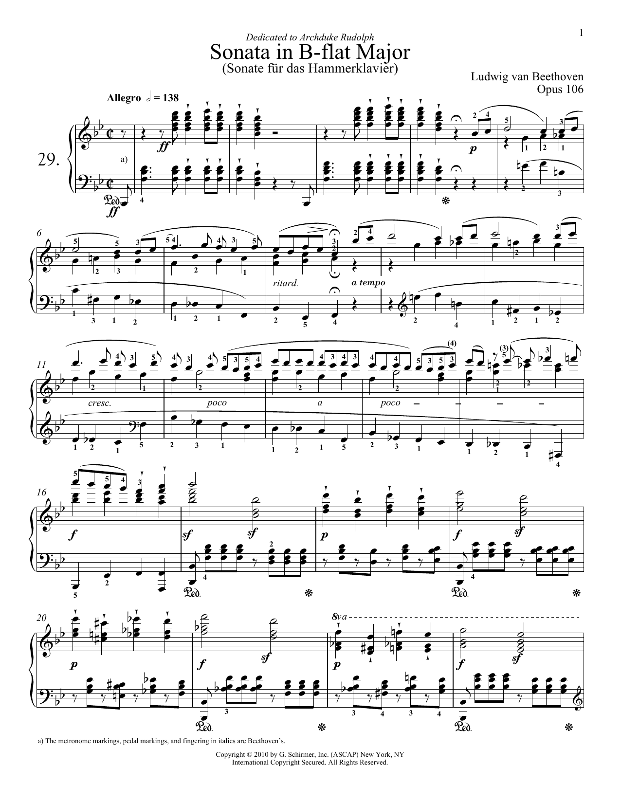 Preview Ludwig van Beethoven Piano Sonata No. 29 In B-Flat Major, Op. 106 Classical sheet music, notes and chords for Piano, SKU: 251162 sheet music, piano notes, chords, guitar tabs, score, transpose, transcribe, how to play, guide, download, learn, tutorial, progression, song, artist, awards, billboard, mtv, vh1, tour, single, album, release