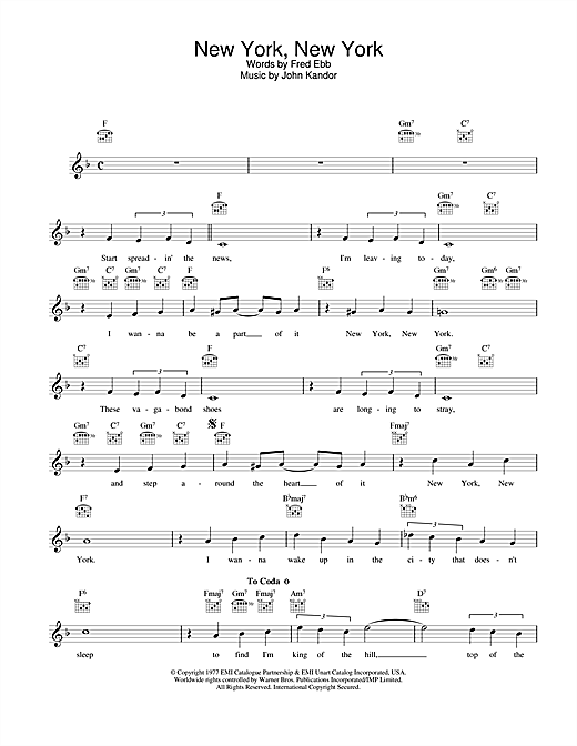 Preview Liza Minnelli New York, New York Jazz sheet music, notes and chords for Melody Line, Lyrics & Chords, SKU: 25130 sheet music, piano notes, chords, guitar tabs, score, transpose, transcribe, how to play, guide, download, learn, tutorial, progression, song, artist, awards, billboard, mtv, vh1, tour, single, album, release