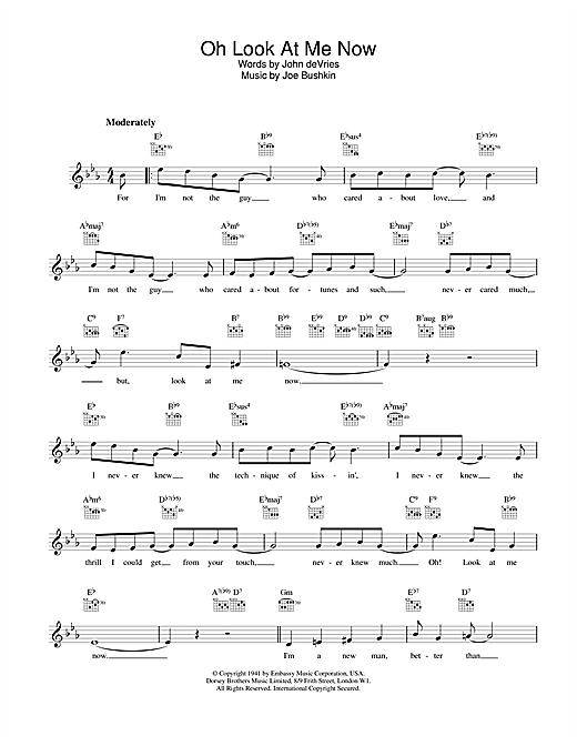 Preview Frank Sinatra Oh Look At Me Now Jazz sheet music, notes and chords for Melody Line, Lyrics & Chords, SKU: 25132 sheet music, piano notes, chords, guitar tabs, score, transpose, transcribe, how to play, guide, download, learn, tutorial, progression, song, artist, awards, billboard, mtv, vh1, tour, single, album, release