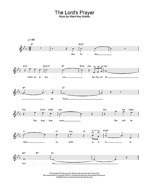 Preview Charlotte Church The Lord's Prayer Post-1900 sheet music, notes and chords for Melody Line, Lyrics & Chords, SKU: 25162 sheet music, piano notes, chords, guitar tabs, score, transpose, transcribe, how to play, guide, download, learn, tutorial, progression, song, artist, awards, billboard, mtv, vh1, tour, single, album, release