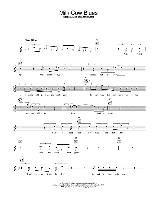 Preview Eddie Cochran Milk Cow Blues Rock N Roll sheet music, notes and chords for Melody Line, Lyrics & Chords, SKU: 25174 sheet music, piano notes, chords, guitar tabs, score, transpose, transcribe, how to play, guide, download, learn, tutorial, progression, song, artist, awards, billboard, mtv, vh1, tour, single, album, release