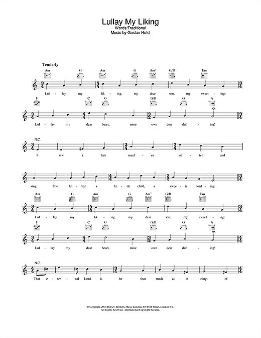 Preview Traditional Lullay My Liking Folk sheet music, notes and chords for Melody Line, Lyrics & Chords, SKU: 25179 sheet music, piano notes, chords, guitar tabs, score, transpose, transcribe, how to play, guide, download, learn, tutorial, progression, song, artist, awards, billboard, mtv, vh1, tour, single, album, release