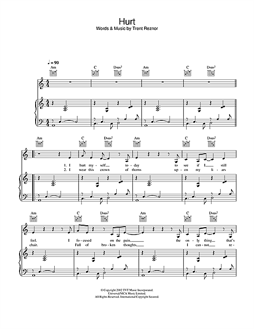Preview Johnny Cash Hurt Country sheet music, notes and chords for Piano, Vocal & Guitar, SKU: 25191 sheet music, piano notes, chords, guitar tabs, score, transpose, transcribe, how to play, guide, download, learn, tutorial, progression, song, artist, awards, billboard, mtv, vh1, tour, single, album, release