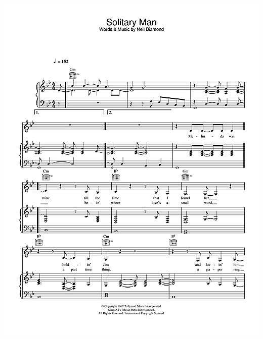 Preview Johnny Cash Solitary Man Country sheet music, notes and chords for Piano, Vocal & Guitar (Right-Hand Melody), SKU: 25194 sheet music, piano notes, chords, guitar tabs, score, transpose, transcribe, how to play, guide, download, learn, tutorial, progression, song, artist, awards, billboard, mtv, vh1, tour, single, album, release