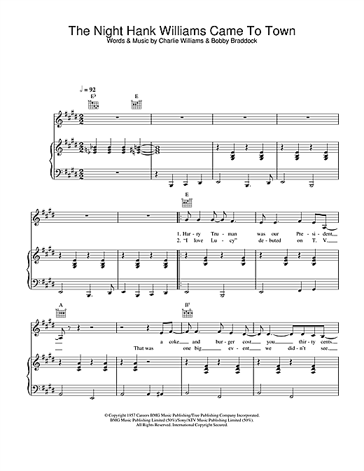 Preview Johnny Cash The Night Hank Williams Came To Town Country sheet music, notes and chords for Piano, Vocal & Guitar, SKU: 25195 sheet music, piano notes, chords, guitar tabs, score, transpose, transcribe, how to play, guide, download, learn, tutorial, progression, song, artist, awards, billboard, mtv, vh1, tour, single, album, release