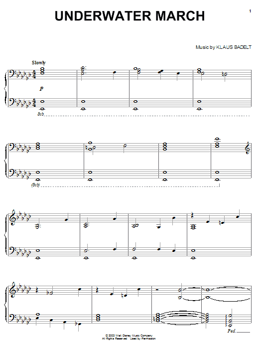 Preview Klaus Badelt Underwater March Film and TV sheet music, notes and chords for Piano, SKU: 25200 sheet music, piano notes, chords, guitar tabs, score, transpose, transcribe, how to play, guide, download, learn, tutorial, progression, song, artist, awards, billboard, mtv, vh1, tour, single, album, release