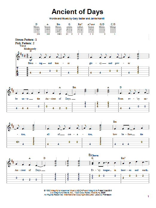 Preview Petra Ancient Of Days Religious sheet music, notes and chords for Easy Guitar Tab, SKU: 25207 sheet music, piano notes, chords, guitar tabs, score, transpose, transcribe, how to play, guide, download, learn, tutorial, progression, song, artist, awards, billboard, mtv, vh1, tour, single, album, release
