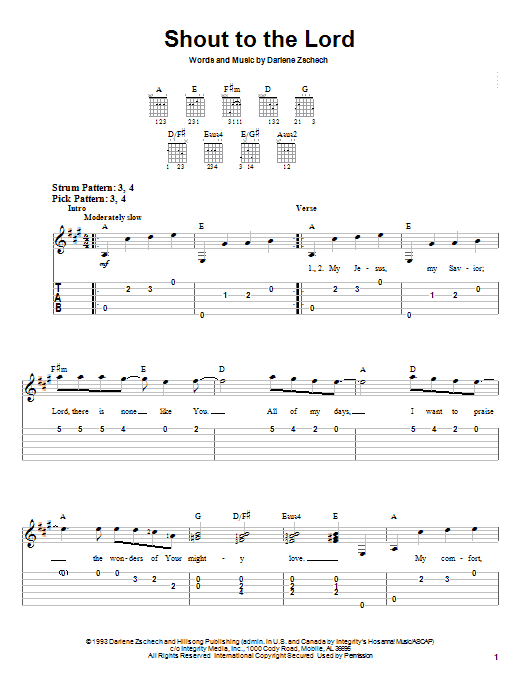 Preview Carman Shout To The Lord Musicals sheet music, notes and chords for Easy Guitar Tab, SKU: 25213 sheet music, piano notes, chords, guitar tabs, score, transpose, transcribe, how to play, guide, download, learn, tutorial, progression, song, artist, awards, billboard, mtv, vh1, tour, single, album, release