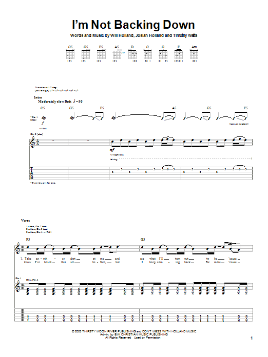 Preview Holland I'm Not Backing Down Rock sheet music, notes and chords for Guitar Tab, SKU: 25237 sheet music, piano notes, chords, guitar tabs, score, transpose, transcribe, how to play, guide, download, learn, tutorial, progression, song, artist, awards, billboard, mtv, vh1, tour, single, album, release