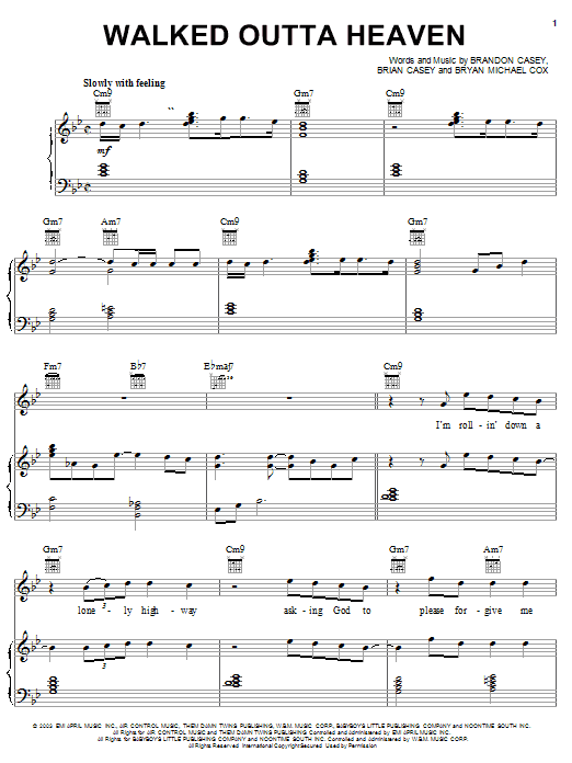 Preview Jagged Edge Walked Outta Heaven Pop sheet music, notes and chords for Piano, Vocal & Guitar (Right-Hand Melody), SKU: 25265 sheet music, piano notes, chords, guitar tabs, score, transpose, transcribe, how to play, guide, download, learn, tutorial, progression, song, artist, awards, billboard, mtv, vh1, tour, single, album, release