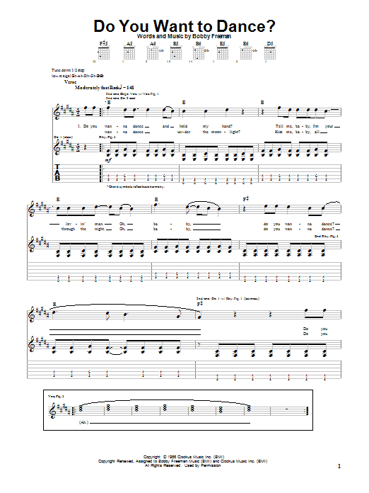 Preview The Beach Boys Do You Want To Dance? Pop sheet music, notes and chords for Guitar Tab, SKU: 25278 sheet music, piano notes, chords, guitar tabs, score, transpose, transcribe, how to play, guide, download, learn, tutorial, progression, song, artist, awards, billboard, mtv, vh1, tour, single, album, release