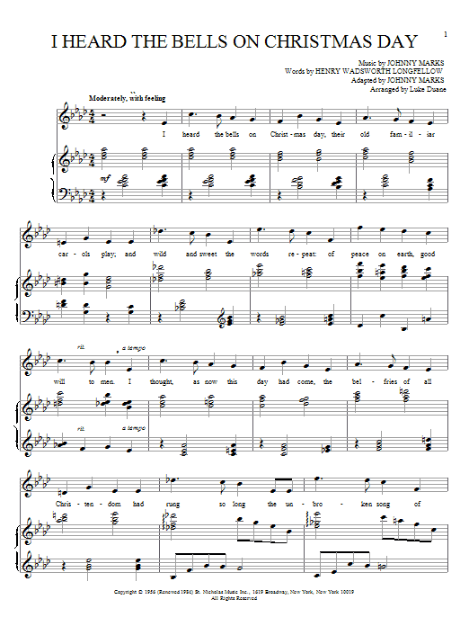 Preview Henry Wadsworth Longfellow I Heard The Bells On Christmas Day Folk sheet music, notes and chords for Piano & Vocal, SKU: 25305 sheet music, piano notes, chords, guitar tabs, score, transpose, transcribe, how to play, guide, download, learn, tutorial, progression, song, artist, awards, billboard, mtv, vh1, tour, single, album, release