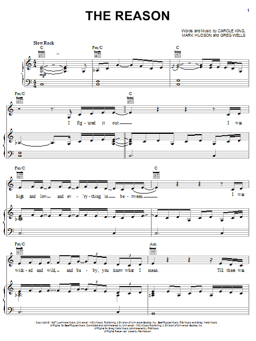 Preview Celine Dion The Reason Pop sheet music, notes and chords for Piano, Vocal & Guitar (Right-Hand Melody), SKU: 25307 sheet music, piano notes, chords, guitar tabs, score, transpose, transcribe, how to play, guide, download, learn, tutorial, progression, song, artist, awards, billboard, mtv, vh1, tour, single, album, release