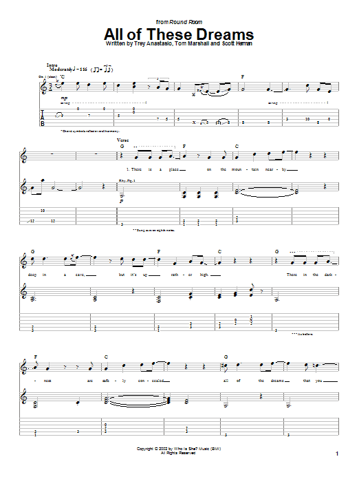 Preview Phish All Of These Dreams Rock sheet music, notes and chords for Guitar Tab, SKU: 25355 sheet music, piano notes, chords, guitar tabs, score, transpose, transcribe, how to play, guide, download, learn, tutorial, progression, song, artist, awards, billboard, mtv, vh1, tour, single, album, release