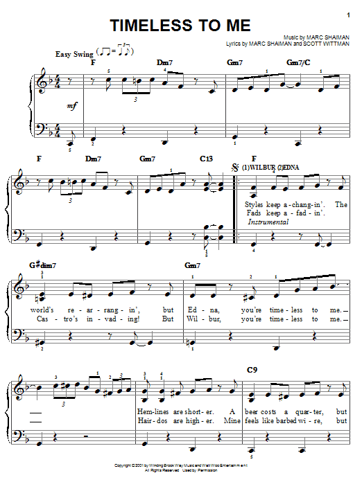 Preview Marc Shaiman Timeless To Me (from Hairspray) Musicals sheet music, notes and chords for Easy Piano, SKU: 25363 sheet music, piano notes, chords, guitar tabs, score, transpose, transcribe, how to play, guide, download, learn, tutorial, progression, song, artist, awards, billboard, mtv, vh1, tour, single, album, release