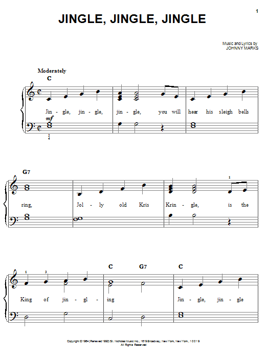 Preview Johnny Marks Jingle, Jingle, Jingle Children sheet music, notes and chords for Easy Piano, SKU: 25375 sheet music, piano notes, chords, guitar tabs, score, transpose, transcribe, how to play, guide, download, learn, tutorial, progression, song, artist, awards, billboard, mtv, vh1, tour, single, album, release