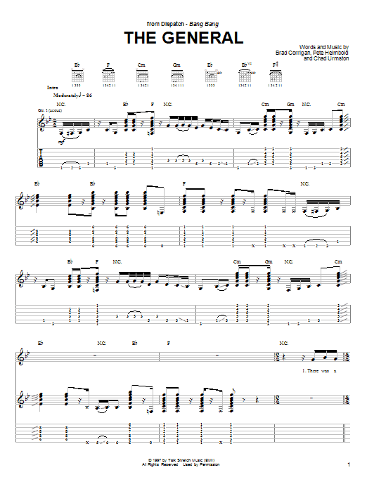 Preview Dispatch The General Metal sheet music, notes and chords for Guitar Tab, SKU: 25416 sheet music, piano notes, chords, guitar tabs, score, transpose, transcribe, how to play, guide, download, learn, tutorial, progression, song, artist, awards, billboard, mtv, vh1, tour, single, album, release