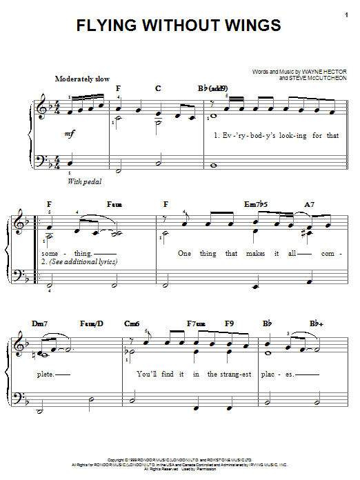 Preview Ruben Studdard Flying Without Wings Pop sheet music, notes and chords for Easy Piano, SKU: 25436 sheet music, piano notes, chords, guitar tabs, score, transpose, transcribe, how to play, guide, download, learn, tutorial, progression, song, artist, awards, billboard, mtv, vh1, tour, single, album, release