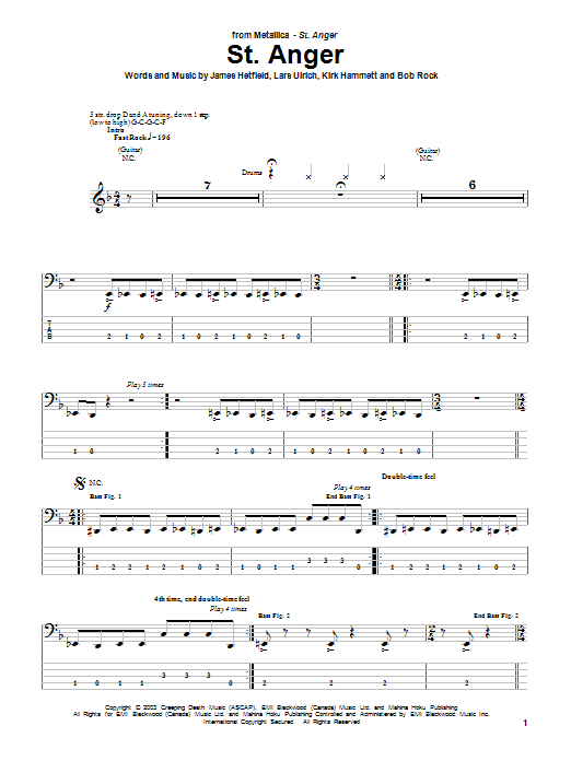 Preview Metallica St. Anger Metal sheet music, notes and chords for Bass Guitar Tab, SKU: 25466 sheet music, piano notes, chords, guitar tabs, score, transpose, transcribe, how to play, guide, download, learn, tutorial, progression, song, artist, awards, billboard, mtv, vh1, tour, single, album, release