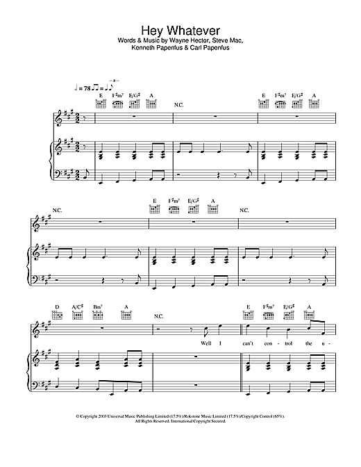Preview Westlife Hey Whatever Pop sheet music, notes and chords for Piano, Vocal & Guitar, SKU: 25487 sheet music, piano notes, chords, guitar tabs, score, transpose, transcribe, how to play, guide, download, learn, tutorial, progression, song, artist, awards, billboard, mtv, vh1, tour, single, album, release