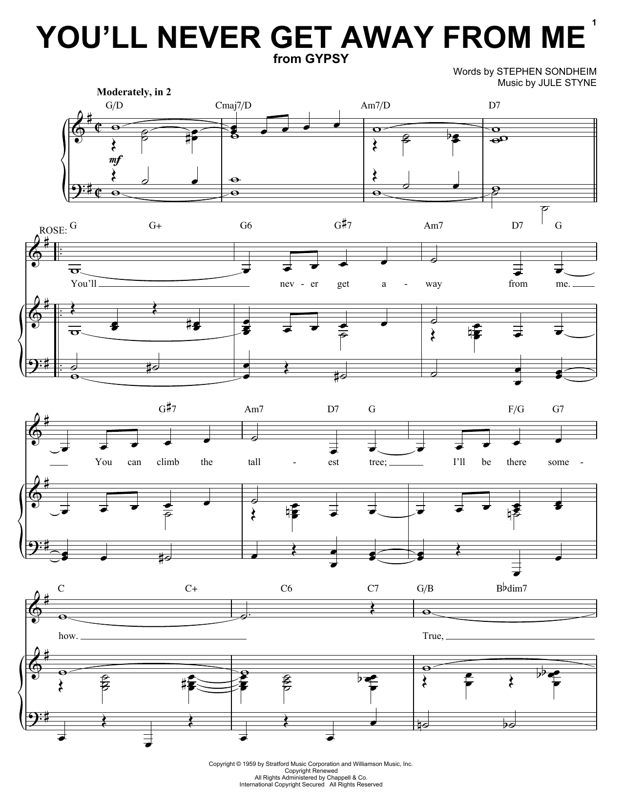 Preview Stephen Sondheim You'll Never Get Away From Me Musicals sheet music, notes and chords for Piano & Vocal, SKU: 25559 sheet music, piano notes, chords, guitar tabs, score, transpose, transcribe, how to play, guide, download, learn, tutorial, progression, song, artist, awards, billboard, mtv, vh1, tour, single, album, release