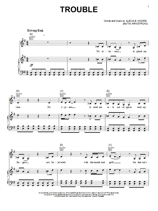 Preview Pink Trouble Pop sheet music, notes and chords for Piano, Vocal & Guitar (Right-Hand Melody), SKU: 25598 sheet music, piano notes, chords, guitar tabs, score, transpose, transcribe, how to play, guide, download, learn, tutorial, progression, song, artist, awards, billboard, mtv, vh1, tour, single, album, release