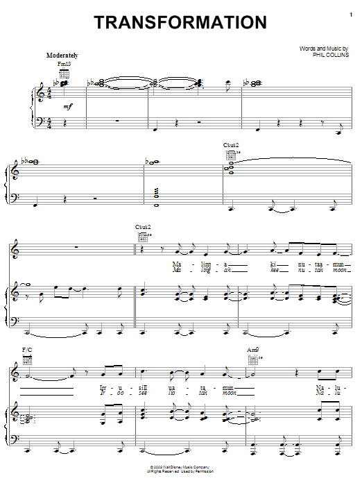 Preview Phil Collins Transformation Children sheet music, notes and chords for Piano, Vocal & Guitar (Right-Hand Melody), SKU: 25599 sheet music, piano notes, chords, guitar tabs, score, transpose, transcribe, how to play, guide, download, learn, tutorial, progression, song, artist, awards, billboard, mtv, vh1, tour, single, album, release